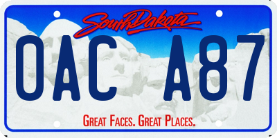 SD license plate 0ACA87