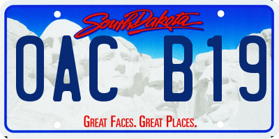 SD license plate 0ACB19