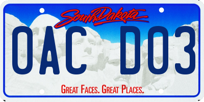 SD license plate 0ACD03