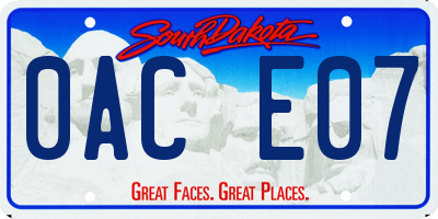 SD license plate 0ACE07