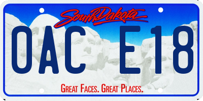 SD license plate 0ACE18