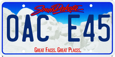 SD license plate 0ACE45