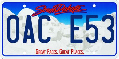 SD license plate 0ACE53