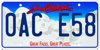 SD license plate 0ACE58