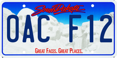 SD license plate 0ACF12