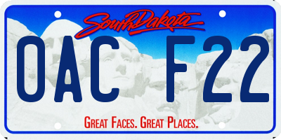 SD license plate 0ACF22
