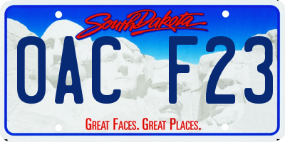 SD license plate 0ACF23