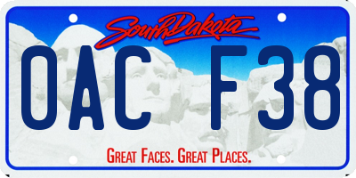 SD license plate 0ACF38