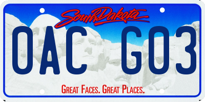 SD license plate 0ACG03