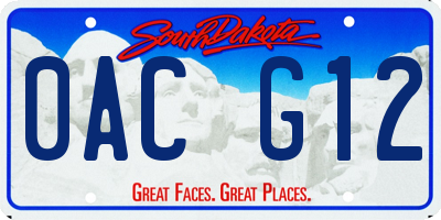 SD license plate 0ACG12