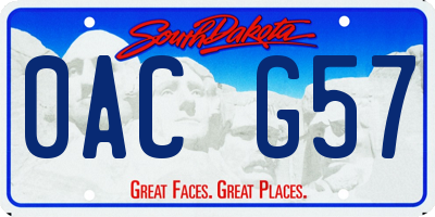 SD license plate 0ACG57