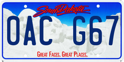 SD license plate 0ACG67