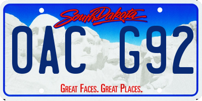 SD license plate 0ACG92