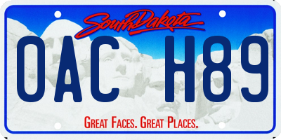 SD license plate 0ACH89