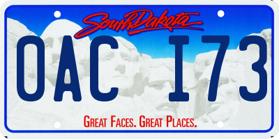 SD license plate 0ACI73