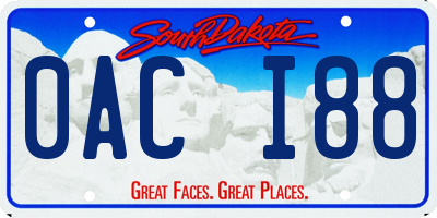 SD license plate 0ACI88