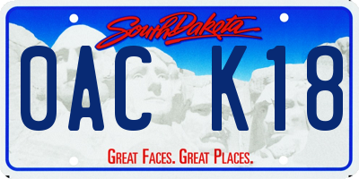 SD license plate 0ACK18