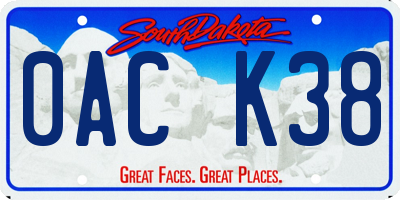 SD license plate 0ACK38