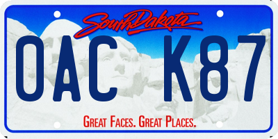 SD license plate 0ACK87