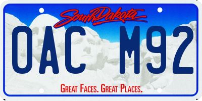 SD license plate 0ACM92