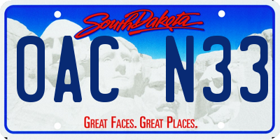 SD license plate 0ACN33