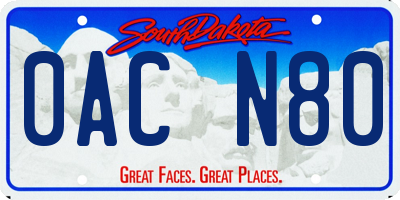 SD license plate 0ACN80