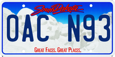 SD license plate 0ACN93