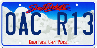 SD license plate 0ACR13