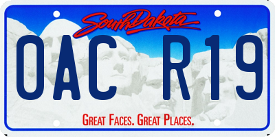 SD license plate 0ACR19