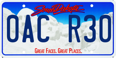 SD license plate 0ACR30