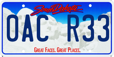 SD license plate 0ACR33