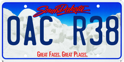 SD license plate 0ACR38