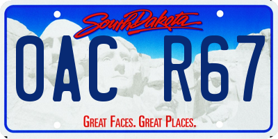 SD license plate 0ACR67