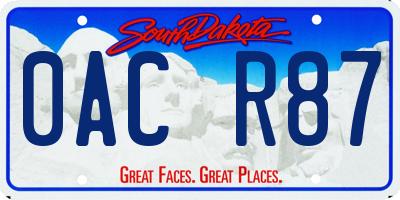 SD license plate 0ACR87