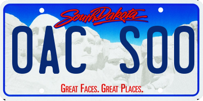 SD license plate 0ACS00