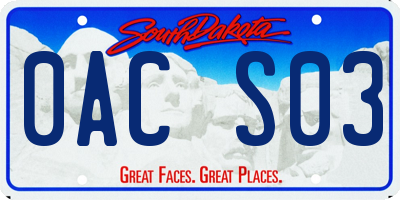 SD license plate 0ACS03