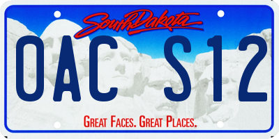 SD license plate 0ACS12