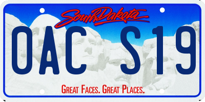 SD license plate 0ACS19