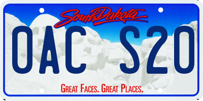 SD license plate 0ACS20