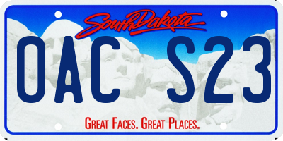 SD license plate 0ACS23