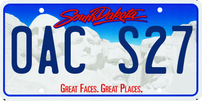 SD license plate 0ACS27