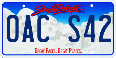 SD license plate 0ACS42