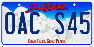 SD license plate 0ACS45