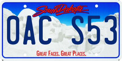 SD license plate 0ACS53