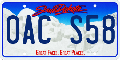 SD license plate 0ACS58