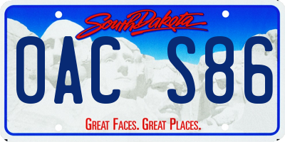 SD license plate 0ACS86