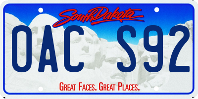 SD license plate 0ACS92