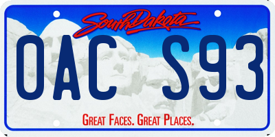 SD license plate 0ACS93