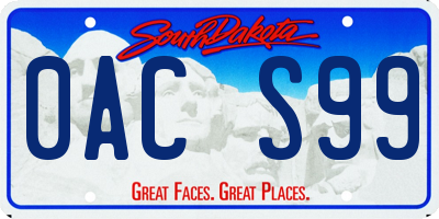 SD license plate 0ACS99