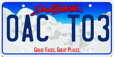 SD license plate 0ACT03